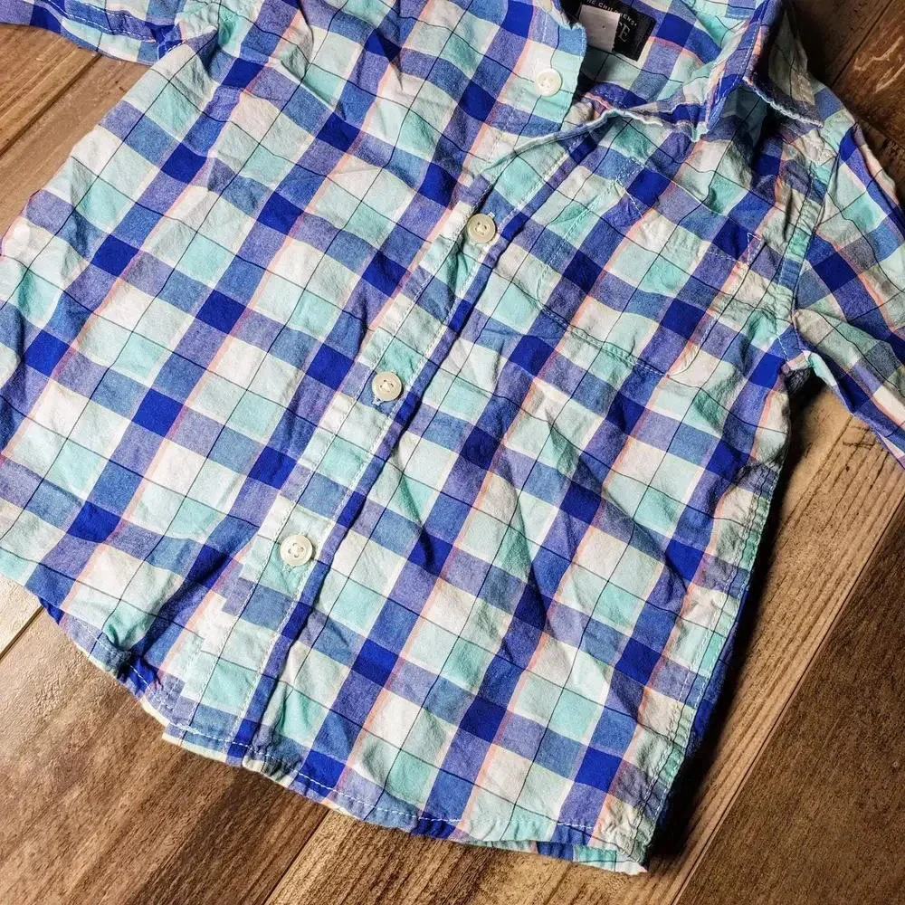 The Children's Place Boys Plaid Long Sleeve Button-Up Dress Shirt Size 2T